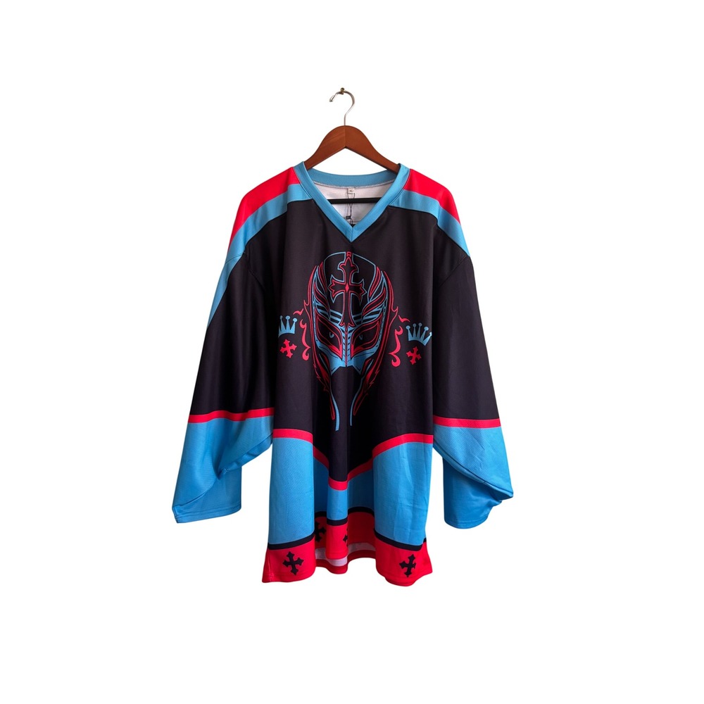 Young Speeds Rey Mysterio Headbangers Brawl Hockey Jersey Black Blue Pink XL